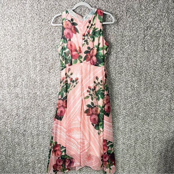 Pankaj & Nidhi Dress Women’s 6 Butterfly Garden Beaded Neck Sleeveless Midi - Picture 5 of 10